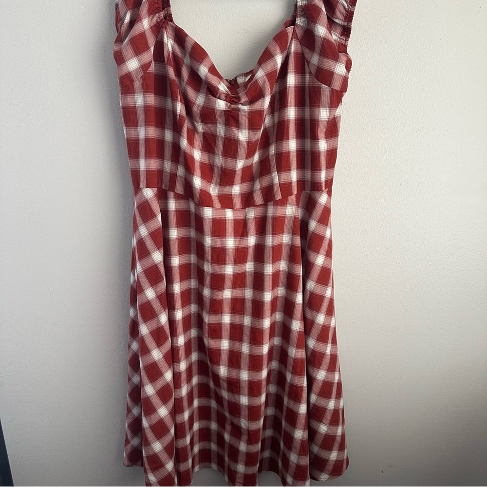 2x women’s gingham plaid off shoulder midi dress royal monk 3x 2xl 3x retro - Picture 2 of 7